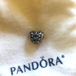 Pandora December Birthstone Filigree Signature Heart Charm